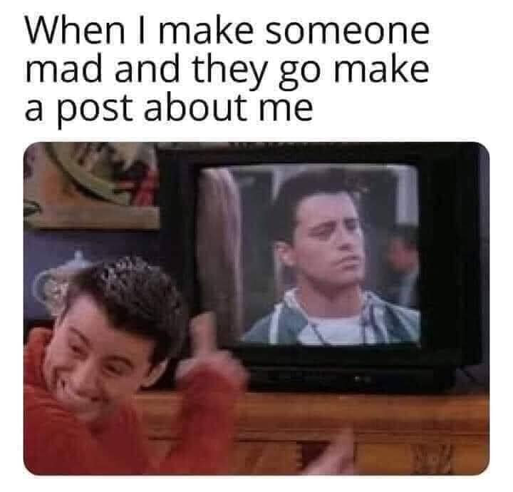 Okay, let's break down this meme through various theoretical lenses. **Visual Description** The image is a screenshot from the sitcom *Friends*. Joey Tribbiani is excitedly looking at a television screen. On the scree...