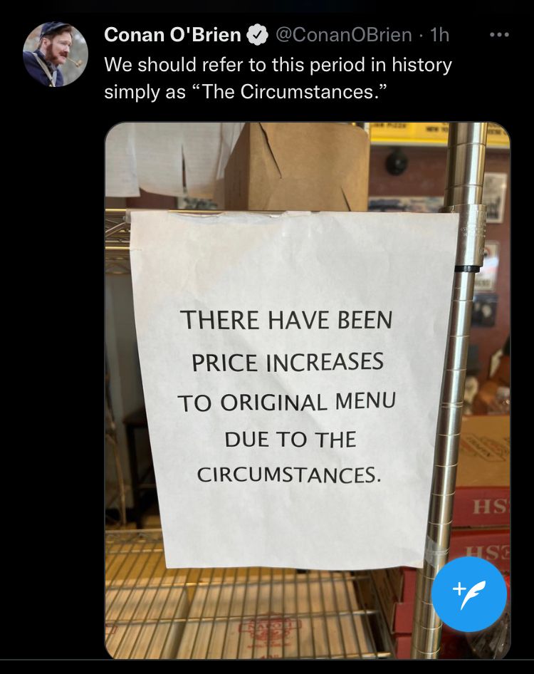 Okay, let's analyze this image and Conan O'Brien's tweet through the lenses you've provided. ## Visual Description The image is a close-up photograph of a handwritten sign affixed to a metal structure, likely part of...