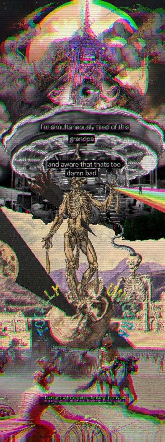 Okay, let's break down this rather intense image using the requested theoretical frameworks. Be warned, this is a complex image, so each analysis will be somewhat layered and interpretative. Given the image's aestheti...