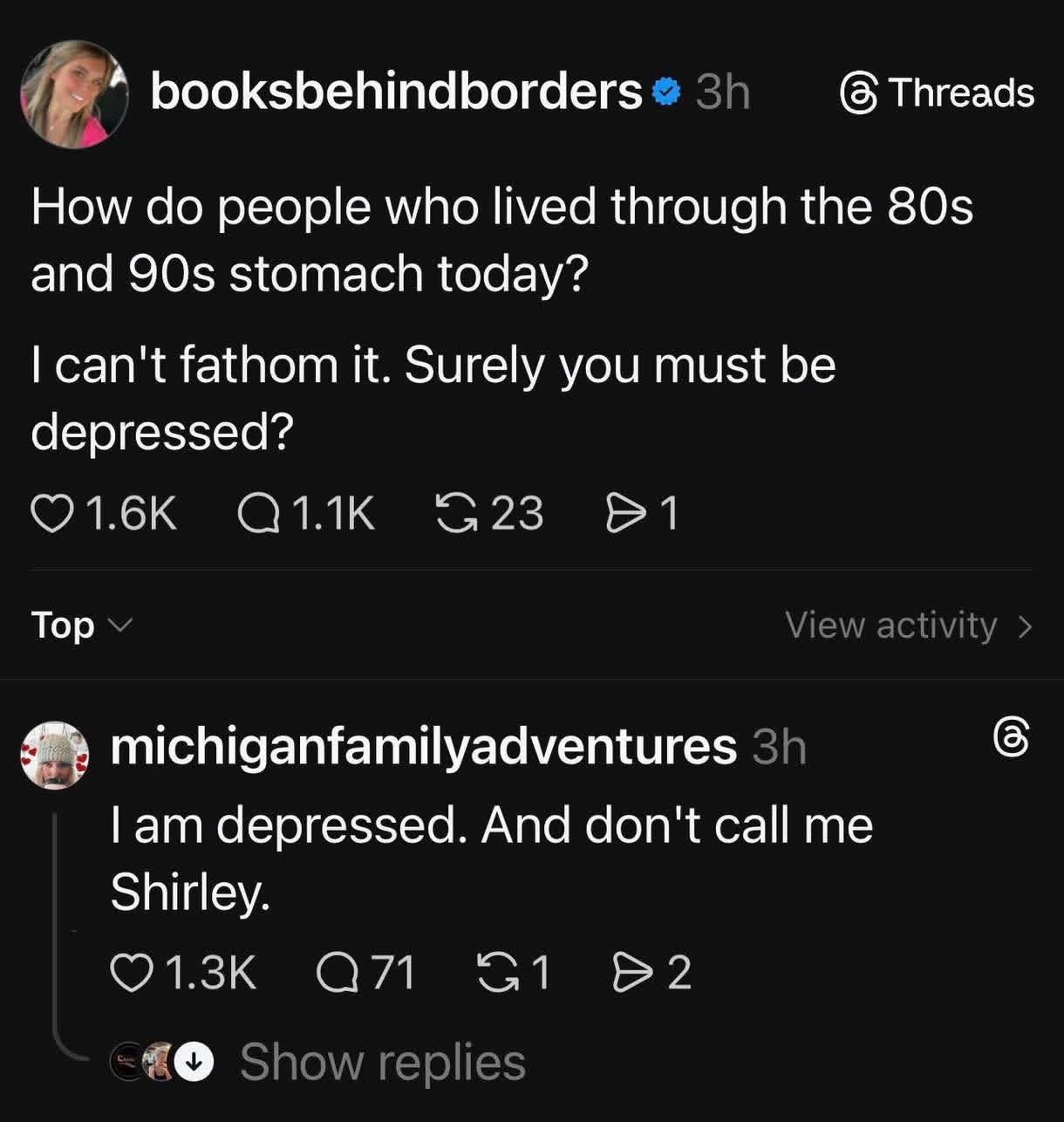 This meme illustrates **Millenihilism**—the theory that younger generations do not understand why older people feel nostalgic for a time of drastically different societal pressures and hardships. The top comment sugge...