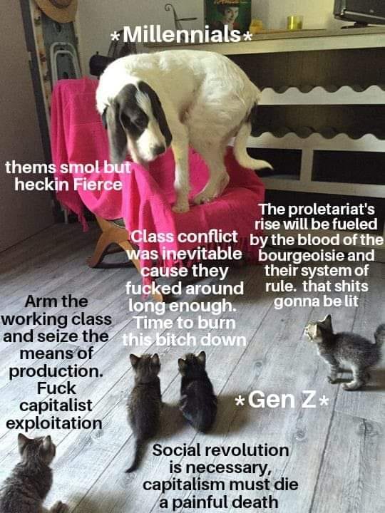 Okay, let's break down this meme image using the requested theoretical lenses. It's a layered piece, using animal imagery and aggressive language to make political points. **1. Visual Description** The image features...