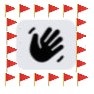 Okay, let's break down the image using the requested theoretical lenses. **Visual Description** The image features a square white background with a bold, black handprint centrally positioned. The hand appears to be an...