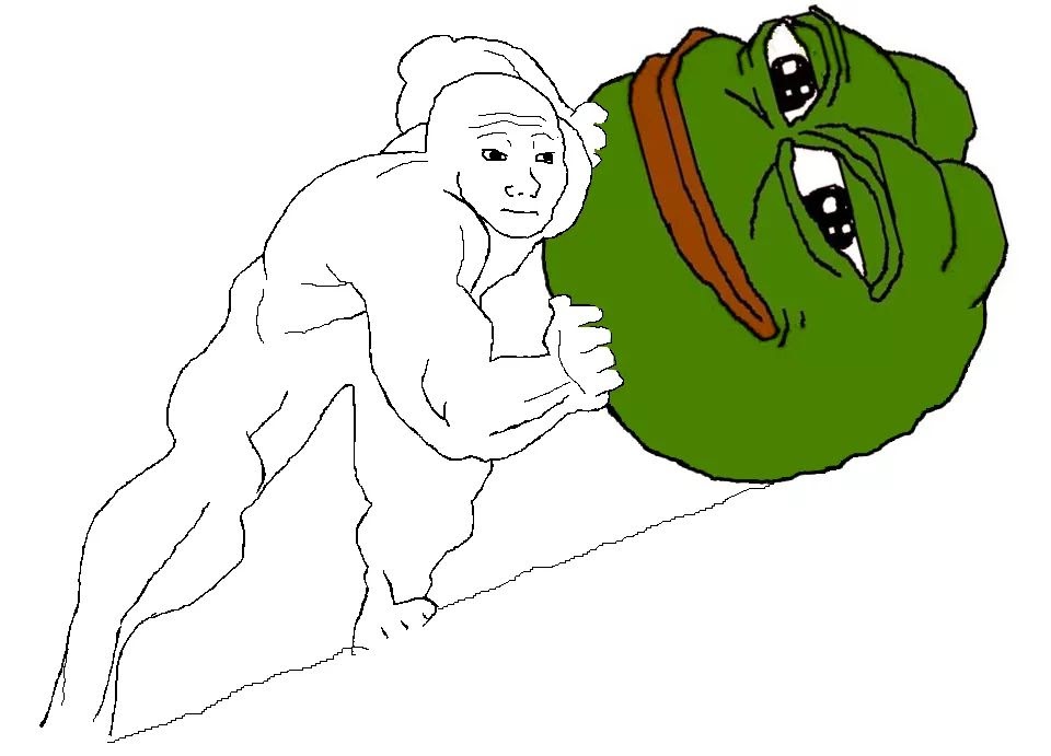 Okay, let's break down this image through various critical lenses. It's important to acknowledge that this image is heavily rooted in internet culture ("feelsbadman" Pepe) and carries significant connotations within s...