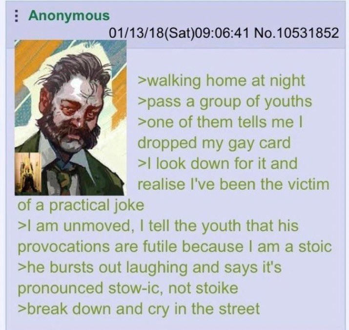 Okay, let's break down this 4chan post using the lenses you've provided. It's a deceptively rich little narrative, so there's quite a bit to unpack. **Visual Description** The post includes an image of a rather detail...