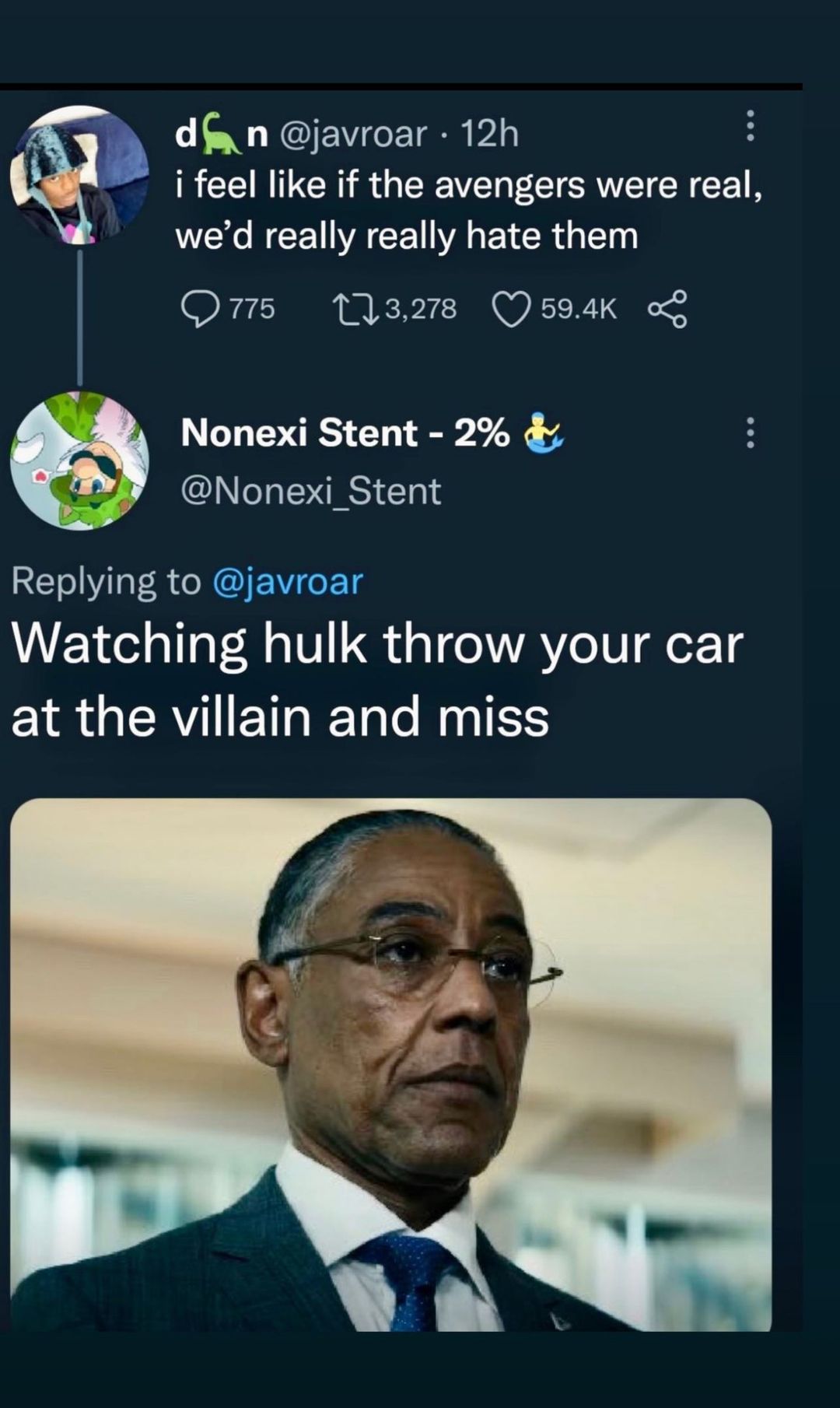 Okay, let's break down this Twitter exchange using the requested theoretical frameworks. It’s a fascinating little interaction rife with potential interpretations. **1. Visual Description** The image is a close-up pho...