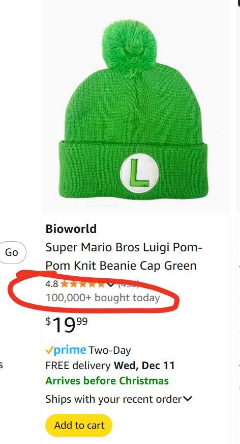 Okay, here's an analysis of the image of the "Super Mario Bros Luigi Pom-Pom Knit Beanie Cap Green" listing, broken down into relevant analytical sections. I'll only include sections where the image/listing content le...