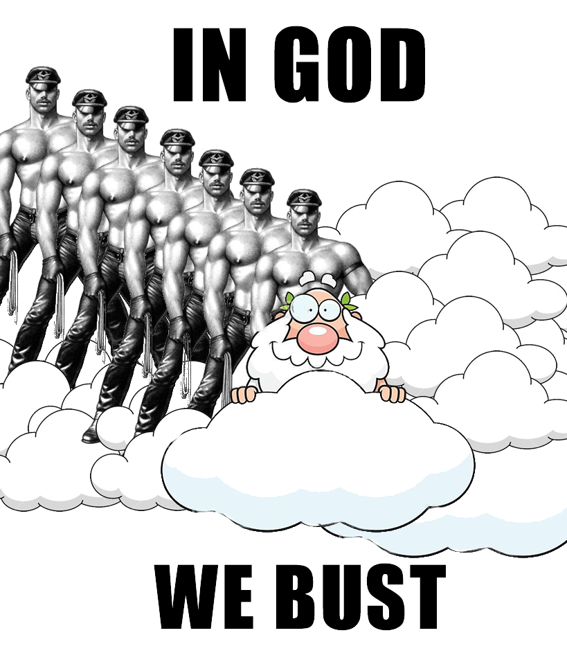 Okay, let's break down this rather striking image using the lenses you've provided. It's important to state up front that the image is intentionally provocative and leans heavily into hyper-masculinity, religious symb...