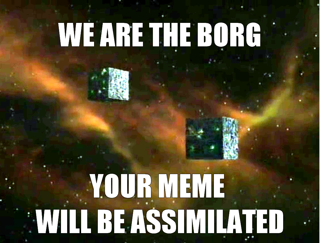 Okay, let's break down this meme through several theoretical lenses. It's a fascinating image to dissect! **Visual Description** The image depicts a starfield background, likely representing the vastness of space. Two...