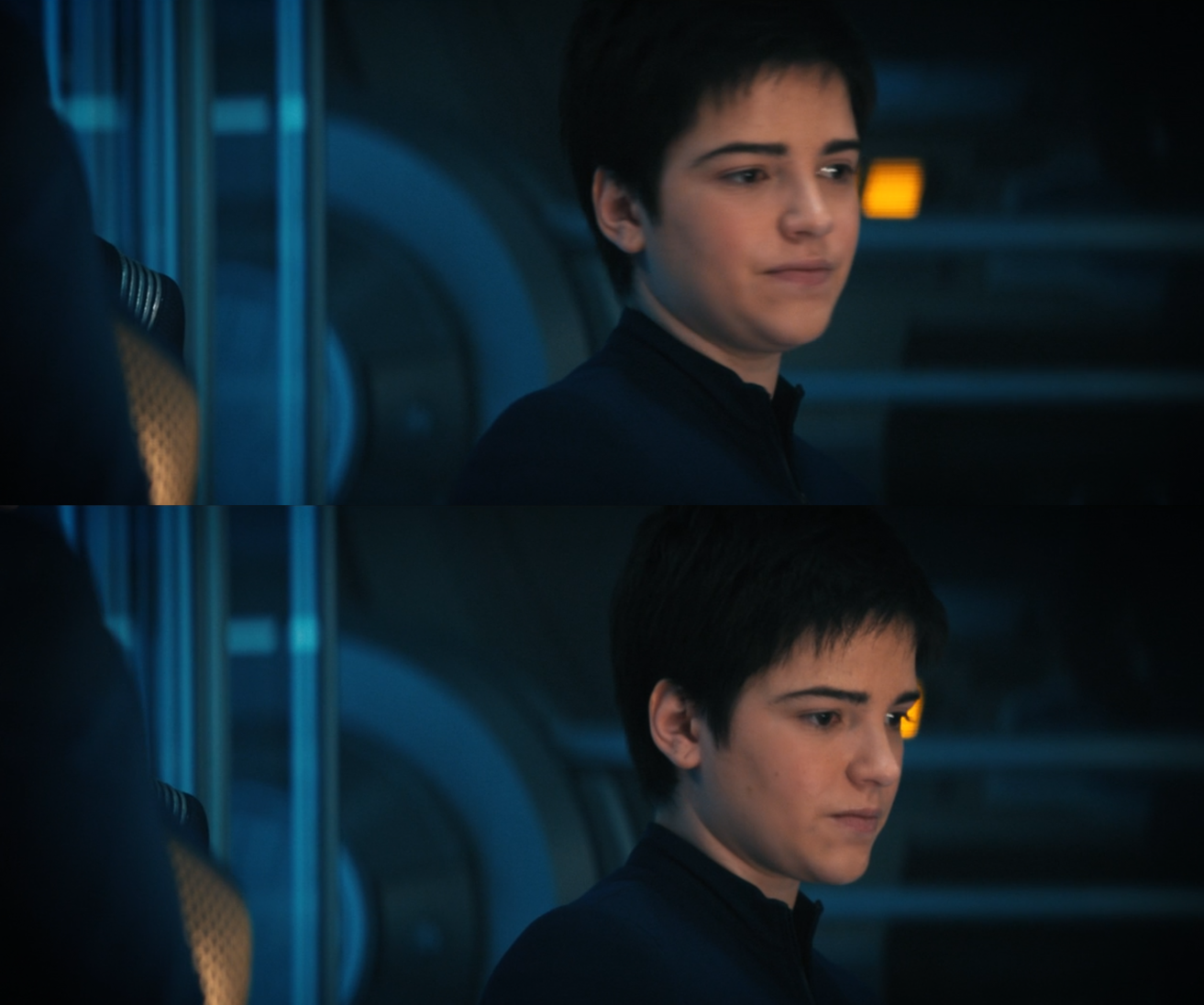 Okay, let's break down this image using the requested theoretical frameworks. **Visual Description** The image presents a young man with dark hair and a somewhat serious, introspective expression. He is positioned in...