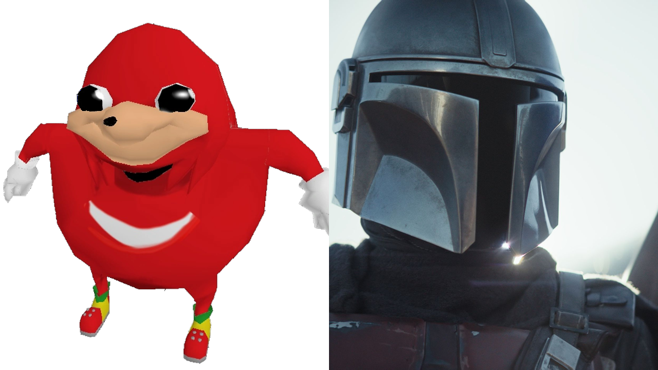 Okay, let's dive into an analysis of this image featuring Sonic the Hedgehog in a distorted/memetic form alongside a figure from *The Mandalorian*. This is going to be...extensive, given the prompt. I'll only address...