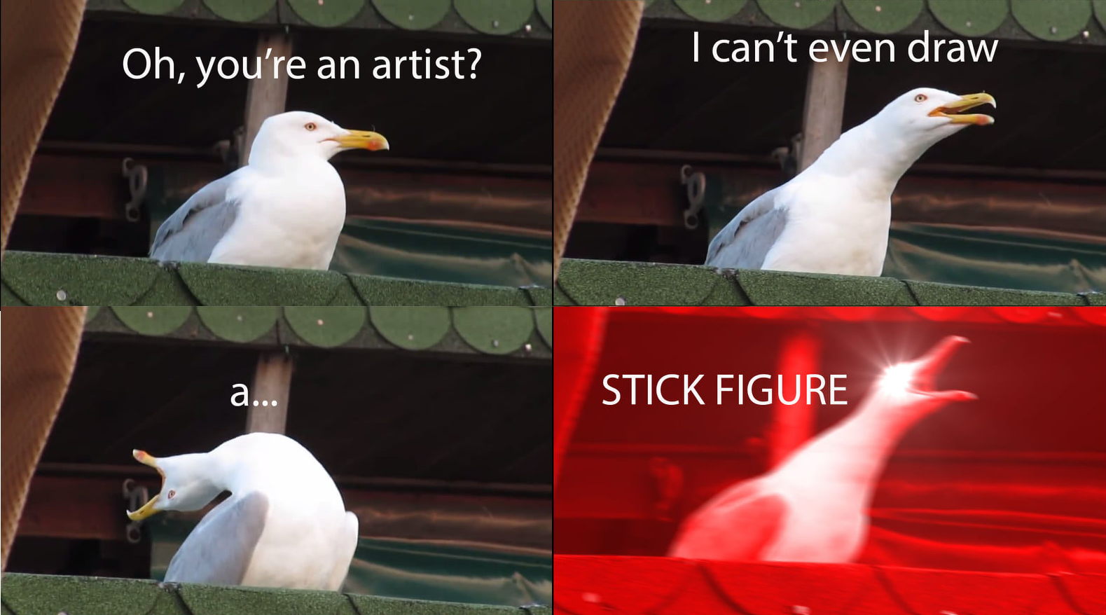 Okay, let's break down this meme using the requested theoretical frameworks. It's a bit of a stretch to apply *all* of them, but we'll do our best. ## Visual Description The image is a four-panel meme utilizing the "W...