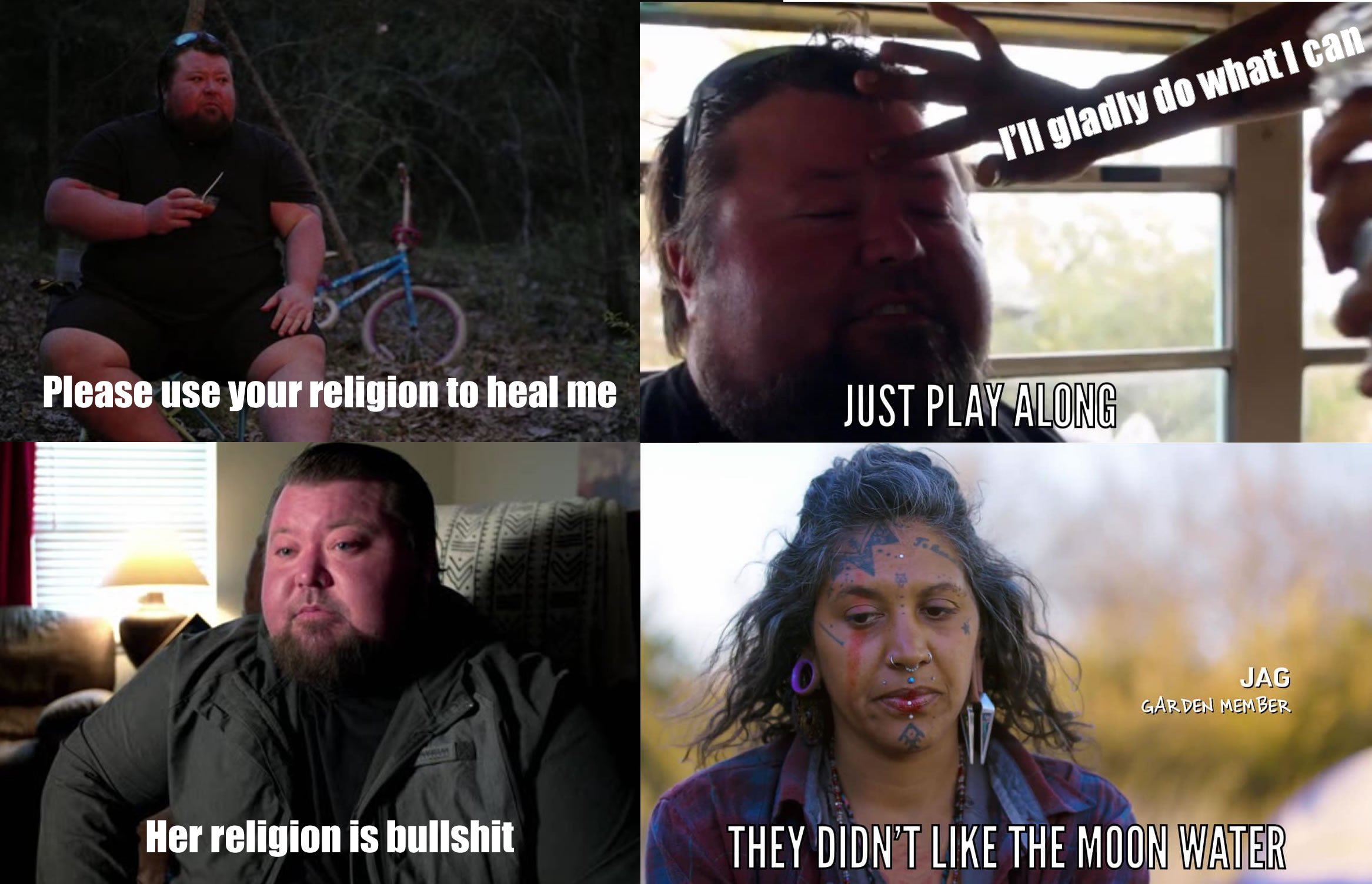 Okay, let's break down this meme collage, applying the requested theoretical frameworks where appropriate. It's important to note that interpreting memes is inherently subjective; this is one reading based on the prov...