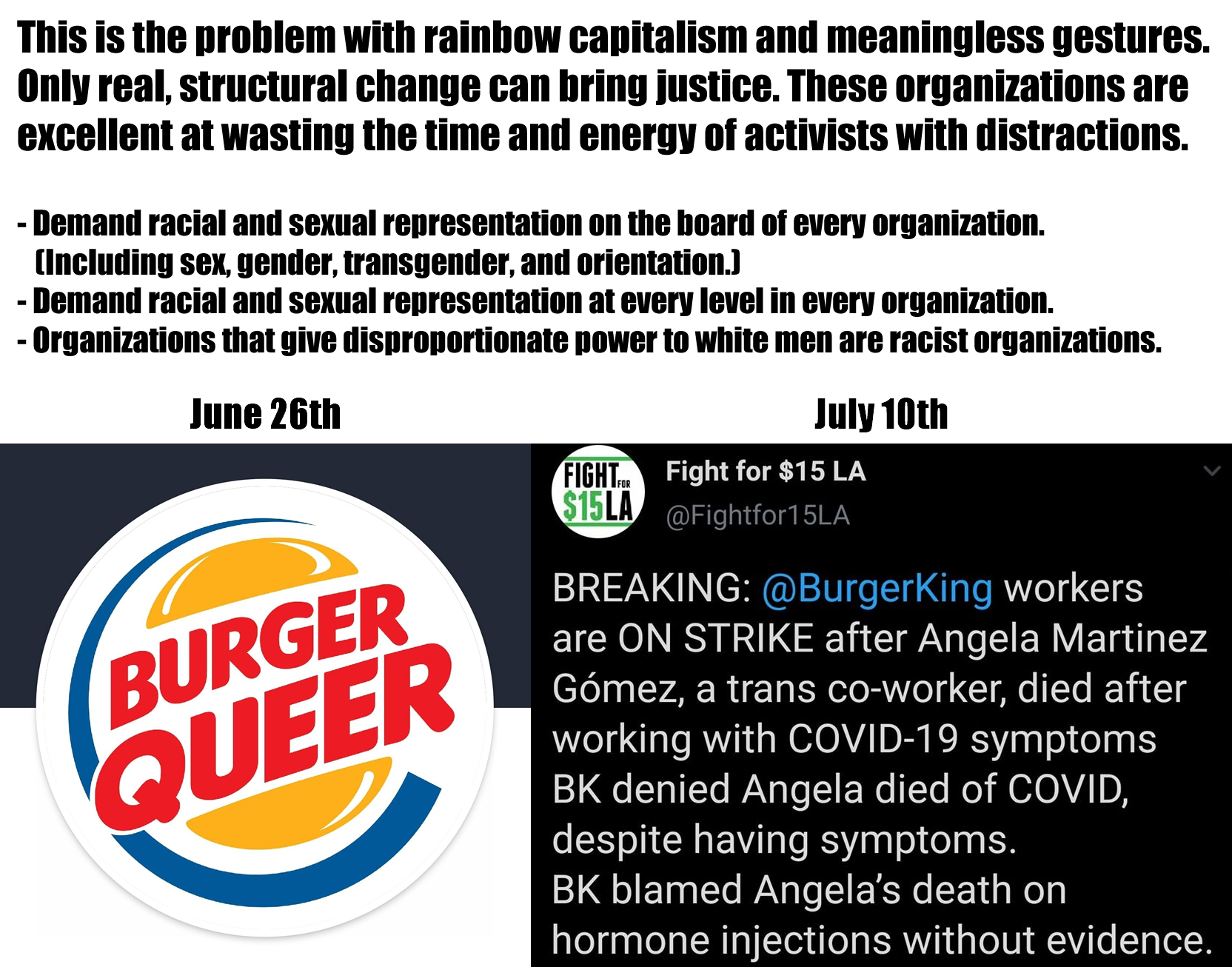 Okay, let's break down this image and accompanying text through the requested theoretical lenses. It's a complex image with strong political and social undertones, so a multi-layered analysis is appropriate. **Visual...