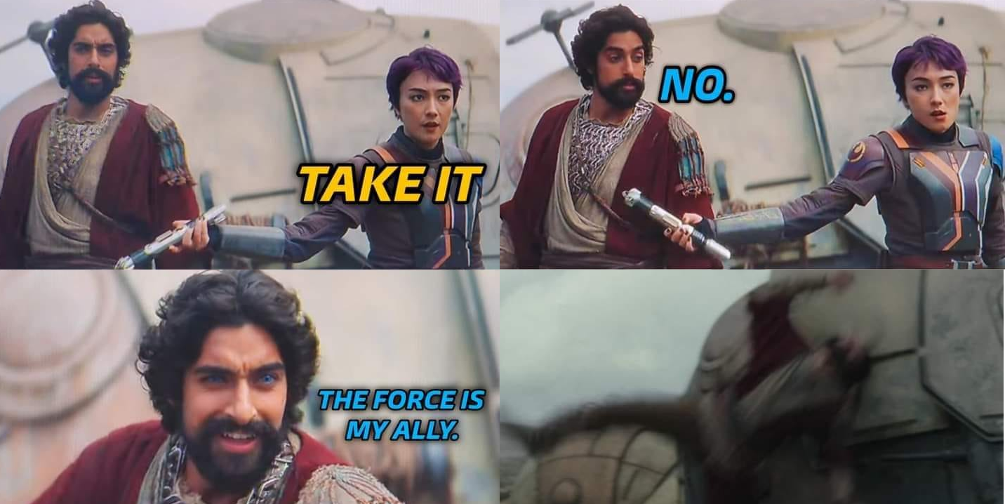 Okay, let's break down this image sequence with the requested theoretical lenses. Given the context of the image appears to be from the Disney+ series *Andor* (a *Star Wars* prequel), there is quite a lot to unpack. *...