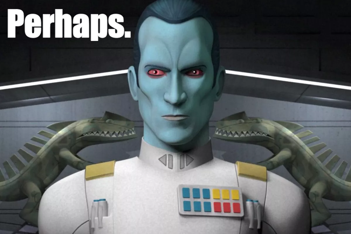 Okay, let's break down the image of Grand Admiral Thrawn (from *Star Wars Rebels*) through a few of those theoretical lenses. I'll indicate why some lenses *don't* apply as strongly, and focus on those that offer the...