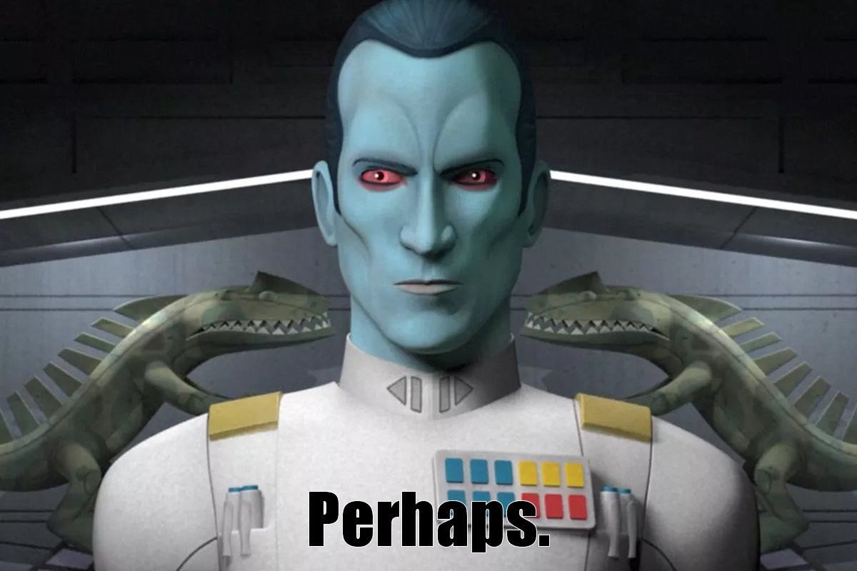 Okay, here's an analysis of the image of Grand Admiral Thrawn from *Star Wars Rebels*, broken down into the sections you requested. I'll only include sections relevant to the image and character. **Visual Description*...