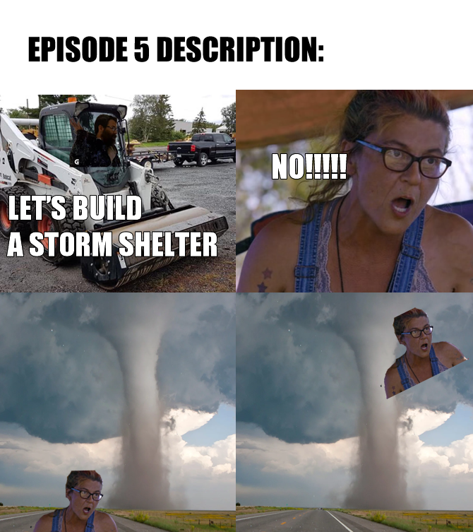 Okay, here's an analysis of the image using the requested theoretical frameworks. Due to the image's nature (a meme combining construction equipment, a tornado, and a distressed reaction shot), the analysis will be a...