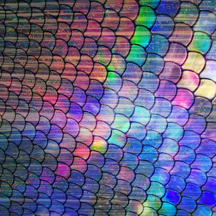 Okay, let's break down the image with the requested analytical lenses. **Visual Description** The image presents a densely packed, repeating pattern reminiscent of fish scales or overlapping petals. The scales are arr...