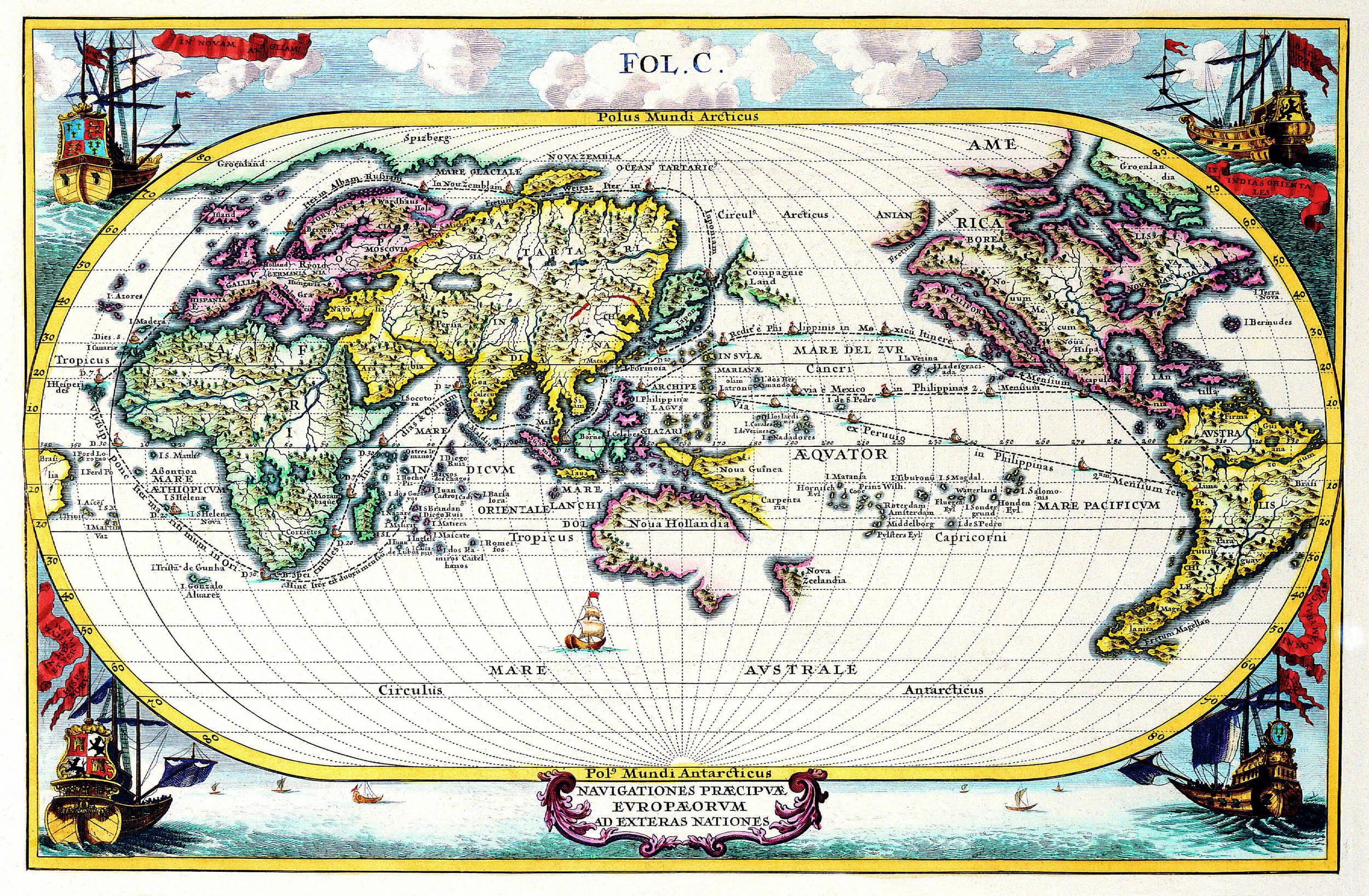 Okay, let's break down this 17th-century world map through several theoretical lenses. I'll organize it as requested, addressing each section only if the map lends itself to that kind of analysis. **Please note:** App...