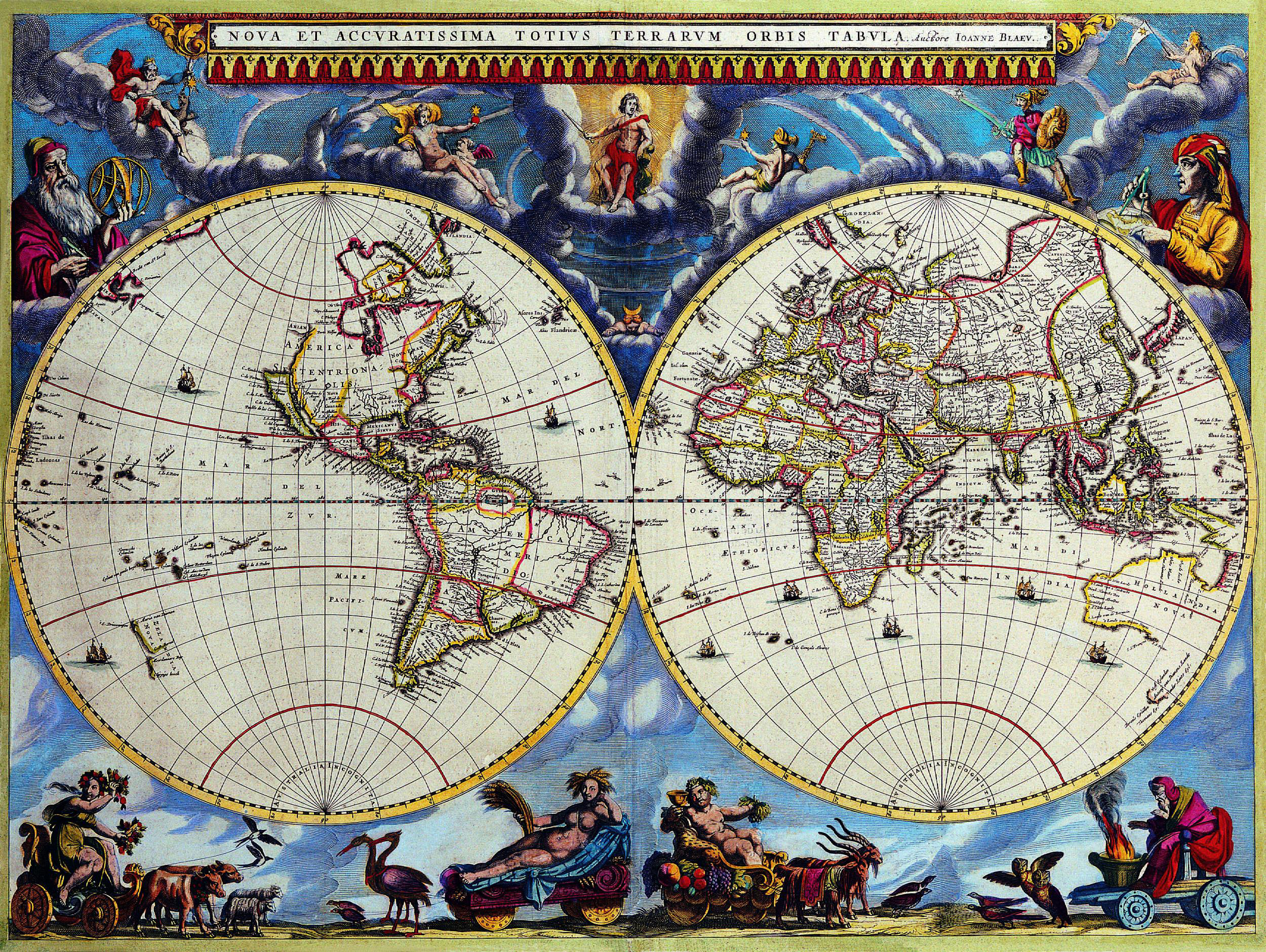 Okay, let's break down this fascinating 17th-century world map using the requested theoretical lenses. It’s a rich image, lending itself well to multi-layered interpretation. ## Visual Description The image depicts a...