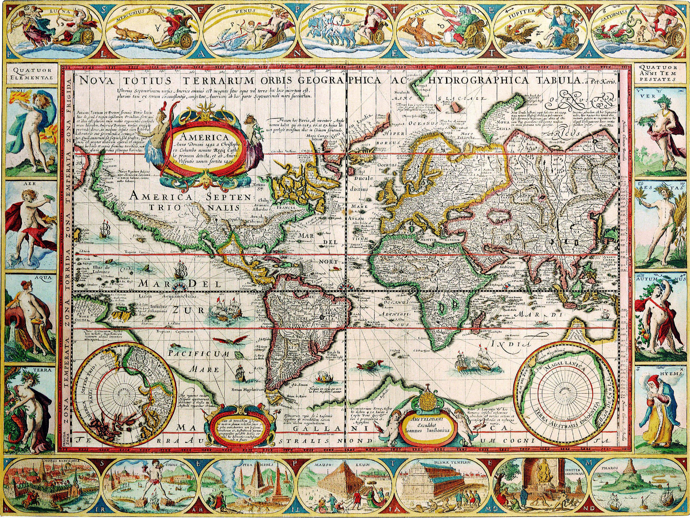 Okay, let's break down this fascinating 17th-century world map, "Nova Totius Orbis Geographica Hydrographica Tabula" (A New Map of the Entire World, Geographical and Hydrographical), through a variety of theoretical l...