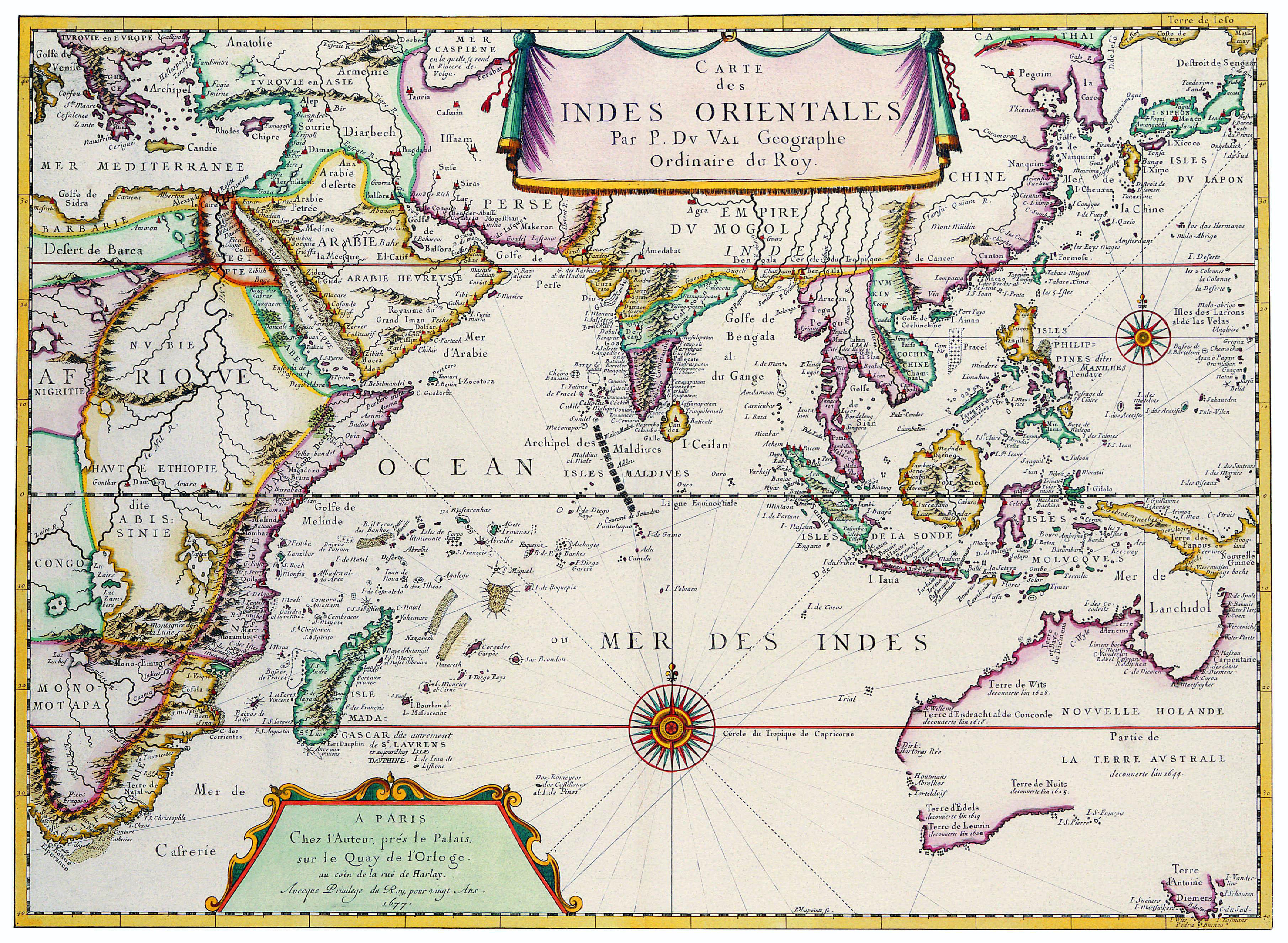 Okay, let's break down this 17th/18th-century map of "Indes Orientales" (Eastern Indies) through several lenses. It's a rich visual source, and the requested theoretical frameworks can yield a lot of interesting inter...
