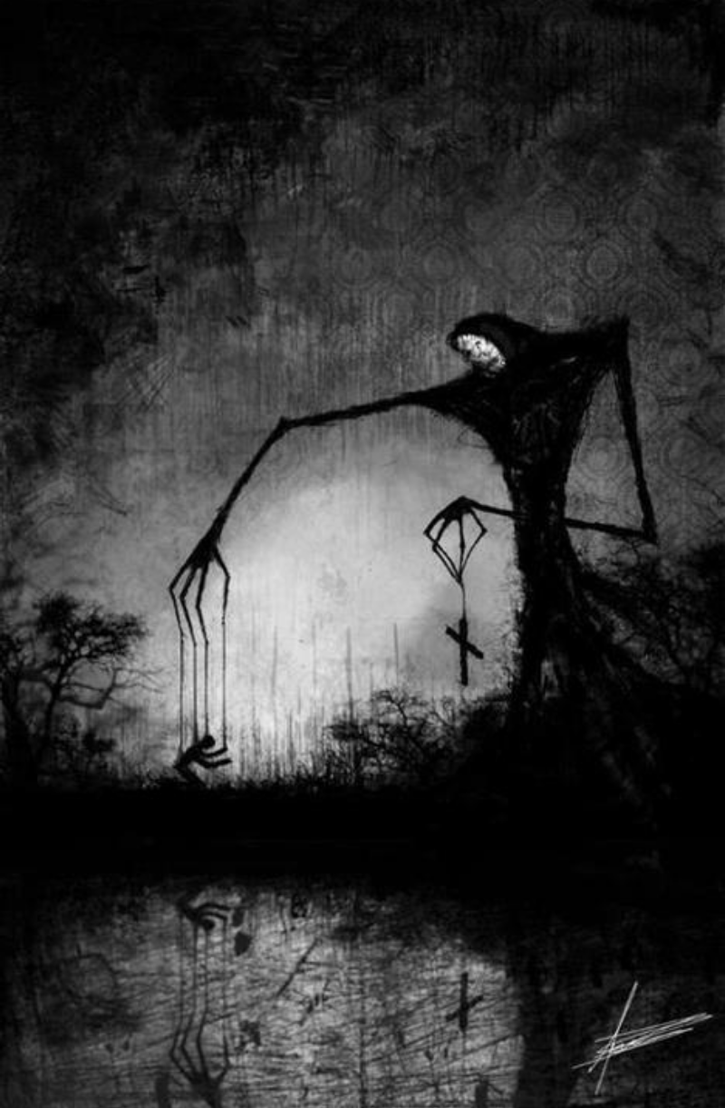 Okay, let's break down this unsettling image through several critical lenses. It's a powerfully evocative piece, lending itself well to deeper analysis. **1. Visual Description** The image is a stark, monochromatic re...