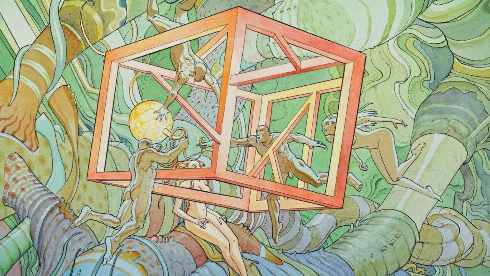 Okay, let's break down this fascinating and complex image through the requested theoretical lenses. It's a very rich image, so each section will be relatively detailed. ## Visual Description The artwork is a vibrant,...