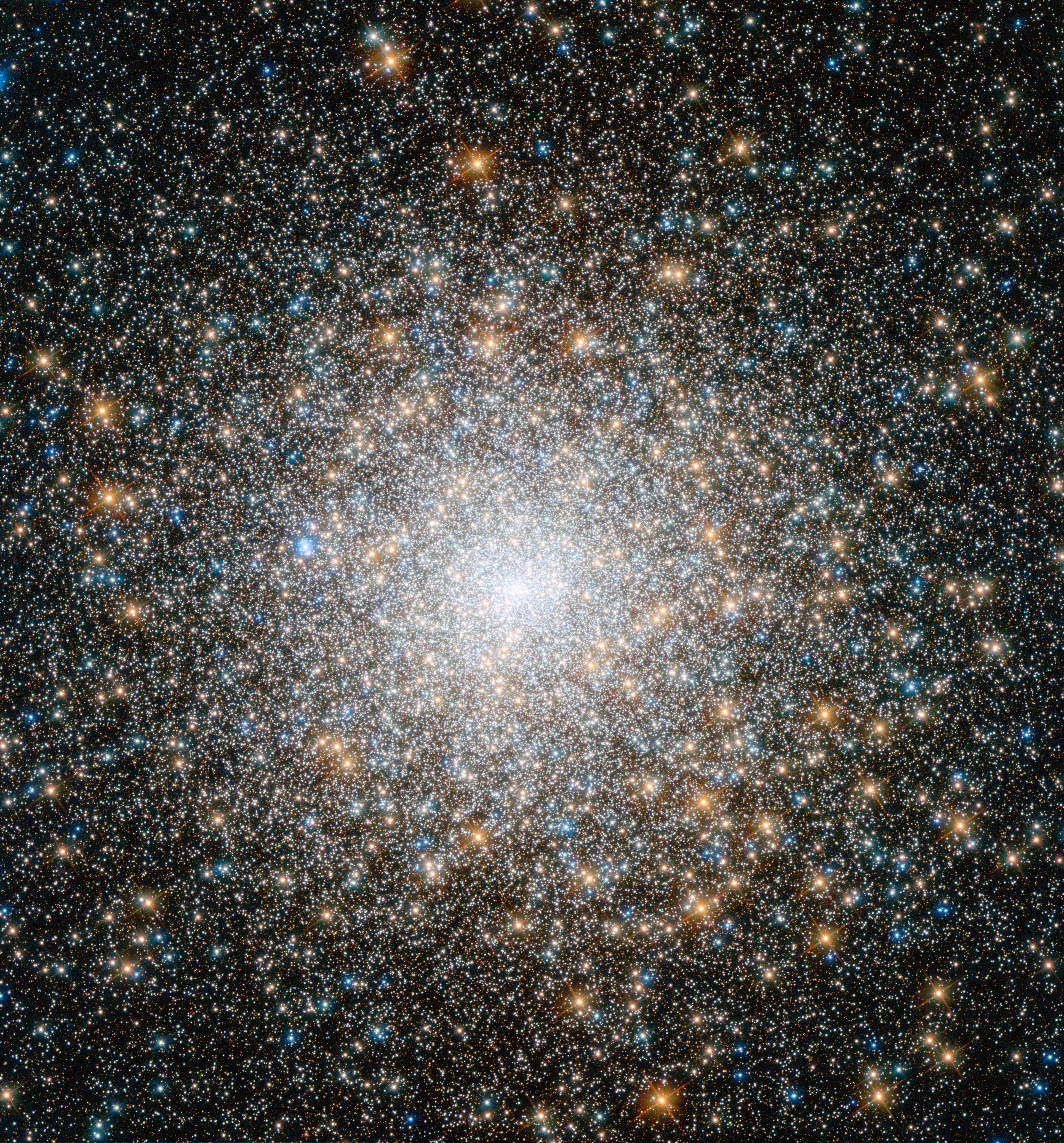 Okay, let's break down this image of a globular cluster through various critical lenses. **1. Visual Description** The image depicts a dense, spherical aggregation of stars known as a globular cluster. The cluster is...