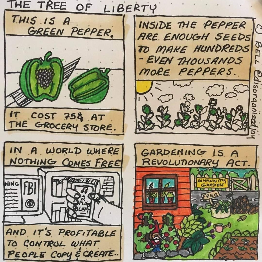 Okay, here's an analysis of the comic strip "The Tree of Liberty" addressing the requested theoretical frameworks, section by section. I'll indicate when a framework *doesn't* clearly apply. ## **Visual Description**...