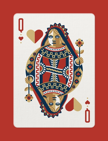 Okay, let's break down this striking image of the Queen of Hearts playing card through the lenses of several theoretical frameworks. It’s a fascinating piece with a lot to unpack! **Visual Description** The image depi...