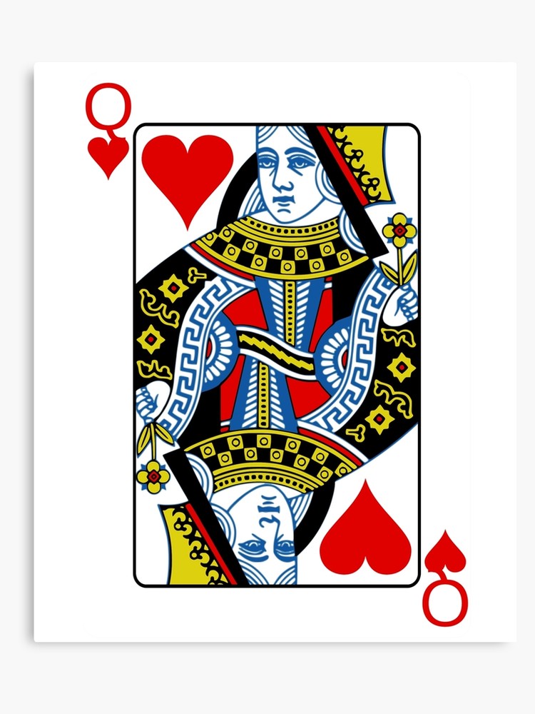 Okay, let's analyze the image of the Queen of Hearts playing card through the lenses you've requested. ## Visual Description The image depicts the Queen of Hearts playing card. The card is framed by a white border. Th...