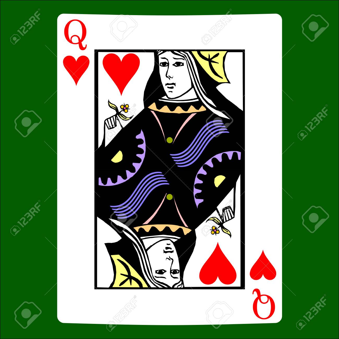 Okay, here's an analysis of the image of the Queen of Hearts playing card, broken down into the requested sections. Please note that some of these lenses are more readily applicable than others, and the depth of analy...