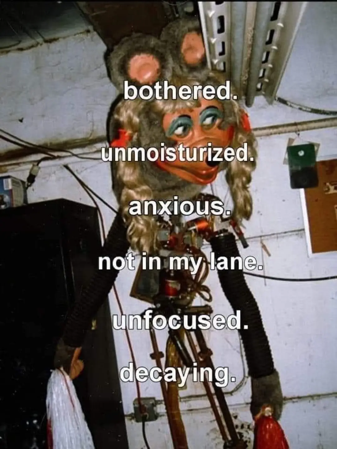 Okay, let's break down this intriguing image across several theoretical lenses. **Visual Description** The image presents a heavily filtered and somewhat distorted portrait of a person, likely a self-portrait, seeming...