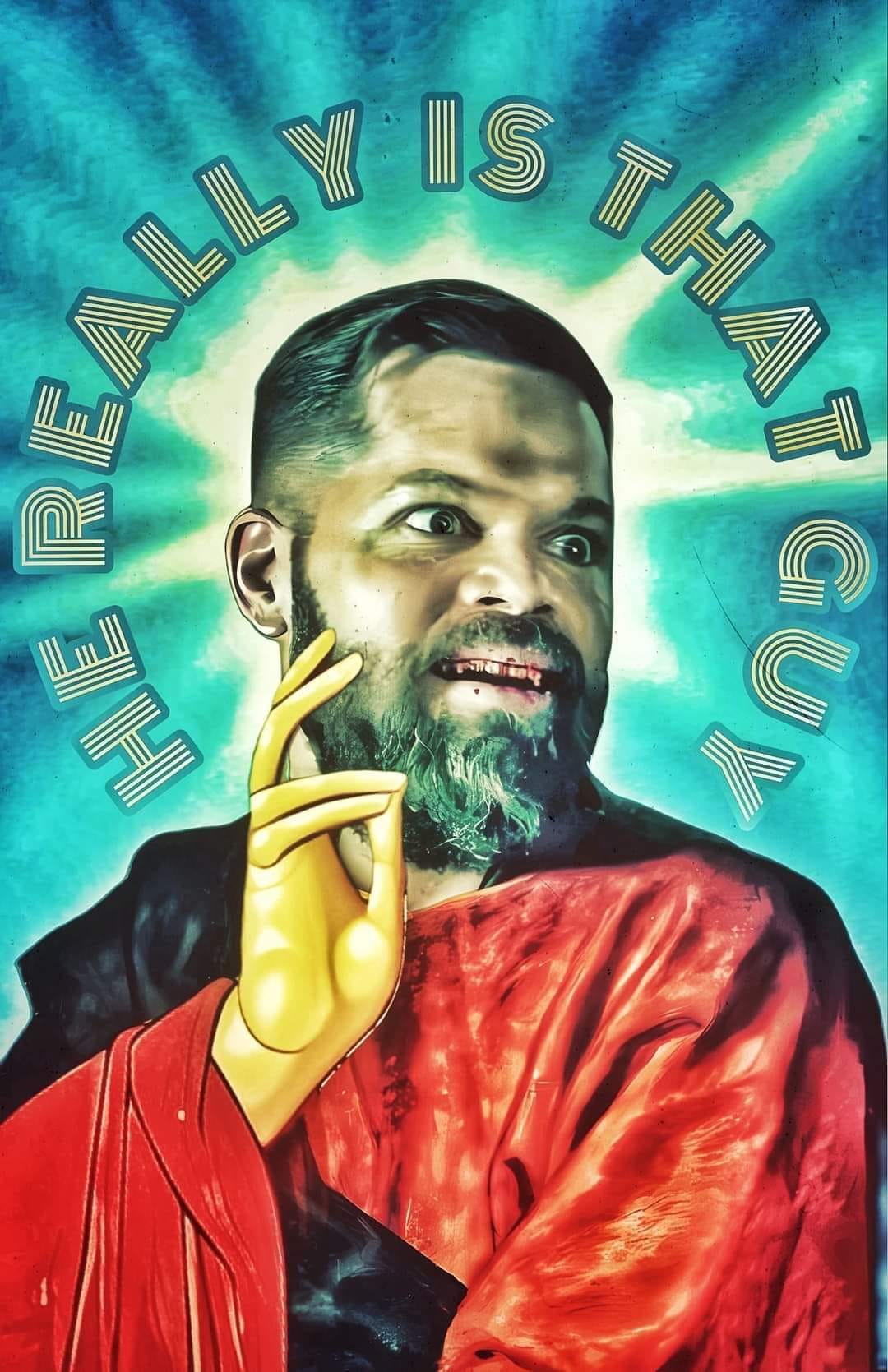 Okay, let's break down this image with the requested theoretical lenses. It's a striking piece with layers of meaning, and the analysis will be detailed. **Visual Description** The artwork depicts a portrait of actor...