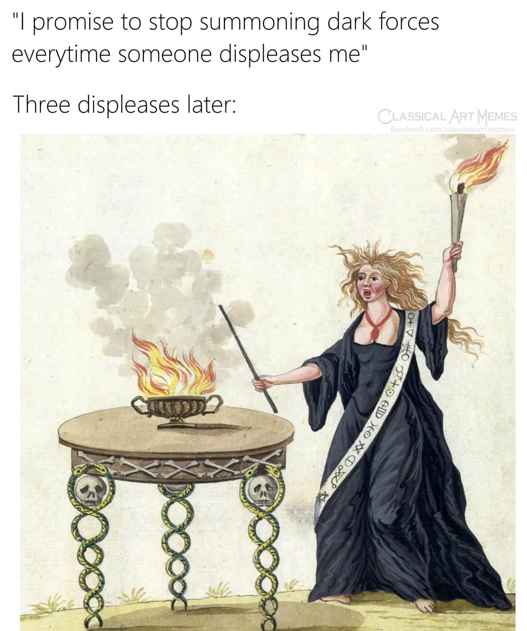 This meme deconstructs the rigid binary between social order and chaos by contrasting a strict promise of prevention with the chaotic result. The image shows a rigid ritual involving destruction rather than stopping i...
