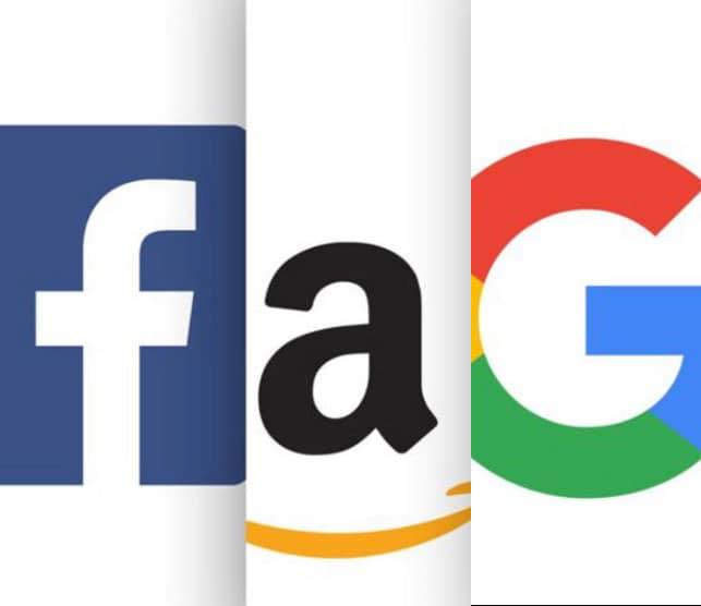 Okay, let's break down the image featuring the logos of Facebook, Amazon, Apple, and Google (often referred to as "FAAG") through several theoretical lenses. **Visual Description** The image depicts the first letter o...