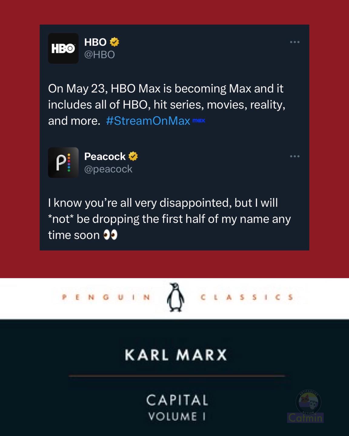 Okay, let's break down this layered image through several critical theoretical lenses. **Visual Description** The image is a digital composite. It features screenshots of two social media posts from corporate entities...