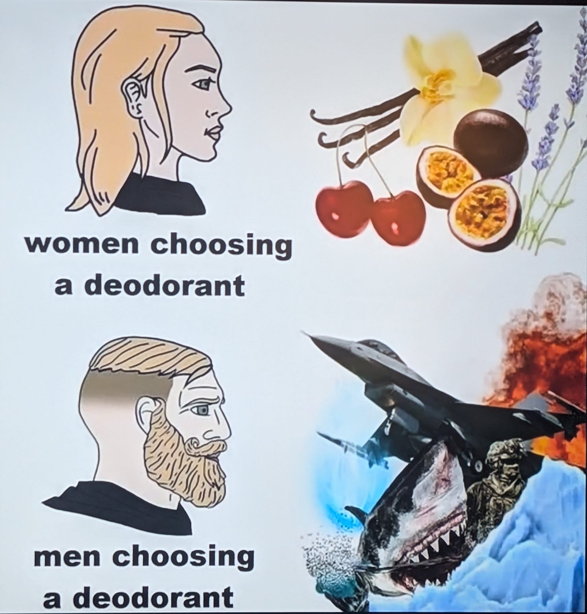 Okay, let's break down this image, which is a meme/visual statement, through the requested theoretical lenses. It's important to note that this image is explicitly aiming for a stereotypical, provocative statement, so...