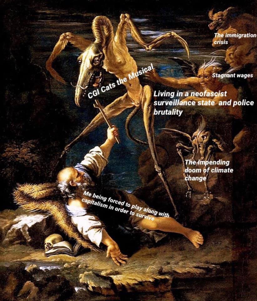 Okay, let's break down this image through the requested theoretical lenses. It's a complex meme, drawing on classical art and contemporary anxieties, so there's quite a lot to unpack! **Visual Description** The image...