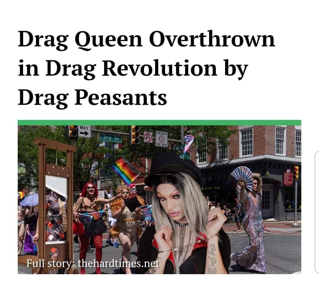 Okay, let's analyze the image based on the provided headings. **Visual Description** The image depicts a street scene with a dramatic, staged tableau. A person in full drag, lying on the ground, appears to be either f...