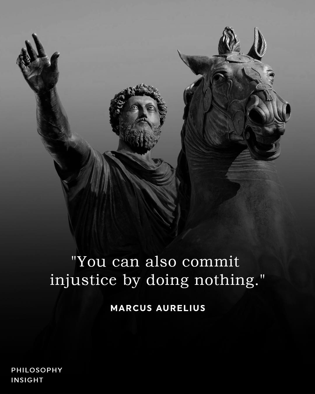 Okay, let's analyze the image through the lenses you've suggested. **Visual Description** The image features a grayscale rendition of a Roman sculpture, likely depicting the emperor Marcus Aurelius. He’s depicted with...