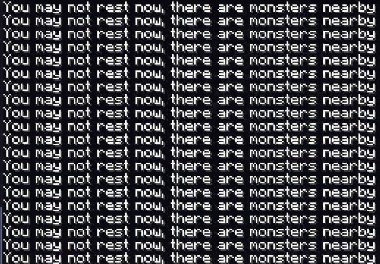 Okay, let's analyze the image through the lenses you've requested. **Visual Description** The image is a stark, high-contrast composition. The background is black, and the text "You may not rest now, there are monster...