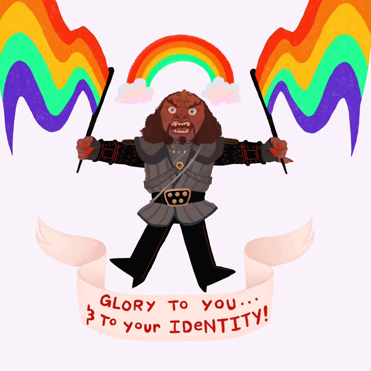 Okay, let's analyze this striking image through various theoretical lenses. **Visual Description** The image is a digitally drawn illustration. The central figure is a large, imposing person with dark brown skin and a...