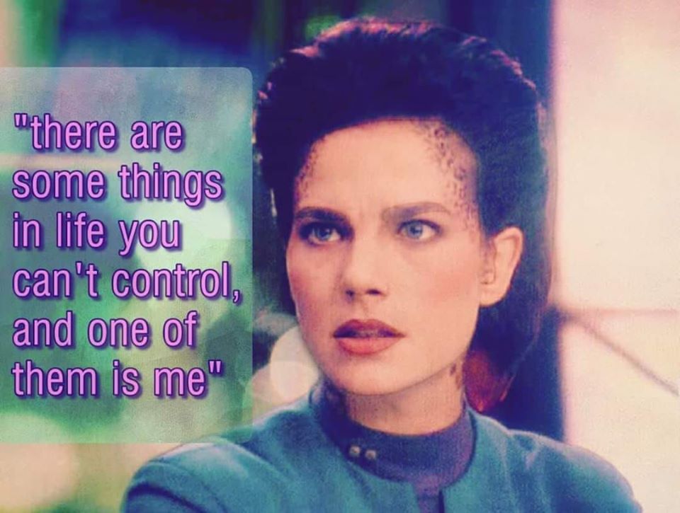 Okay, let's analyze the image and the quote through the lenses you've requested. Given the quote and the image's origins (Jadzia Dax from *Star Trek: Deep Space Nine*), certain lenses will be more pertinent than other...