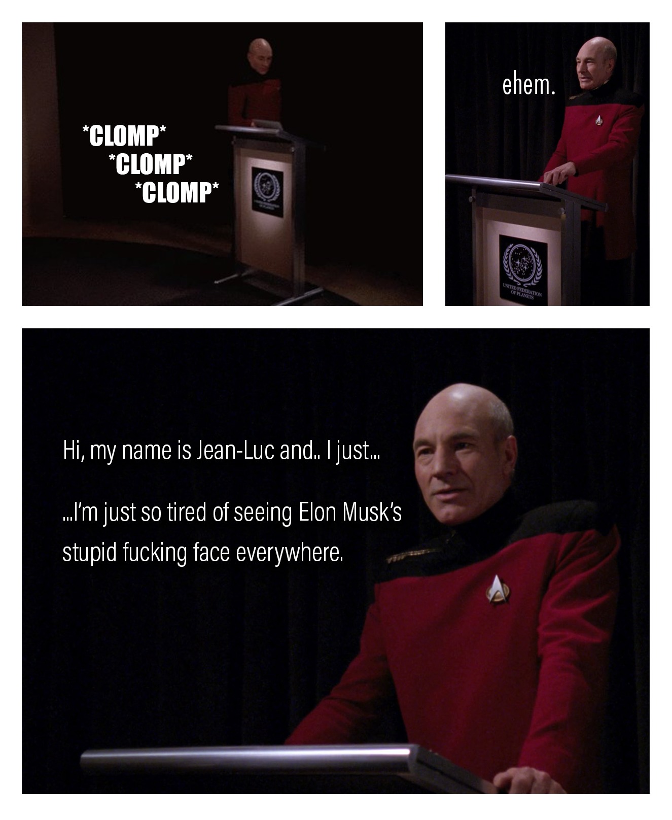 Okay, let's break down this rather…pointed image series through several critical lenses. It's a fascinating convergence of Star Trek iconography, unexpected profanity, and current cultural frustration. ## Visual Descr...