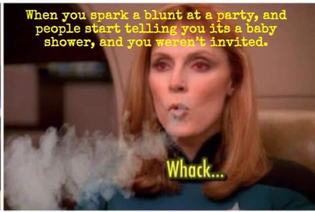 Okay, let's break down this meme using those theoretical frameworks. It's a rich image/text pairing for analysis. **Visual Description** The image is a still from a television show (likely "Absolutely Fabulous," given...