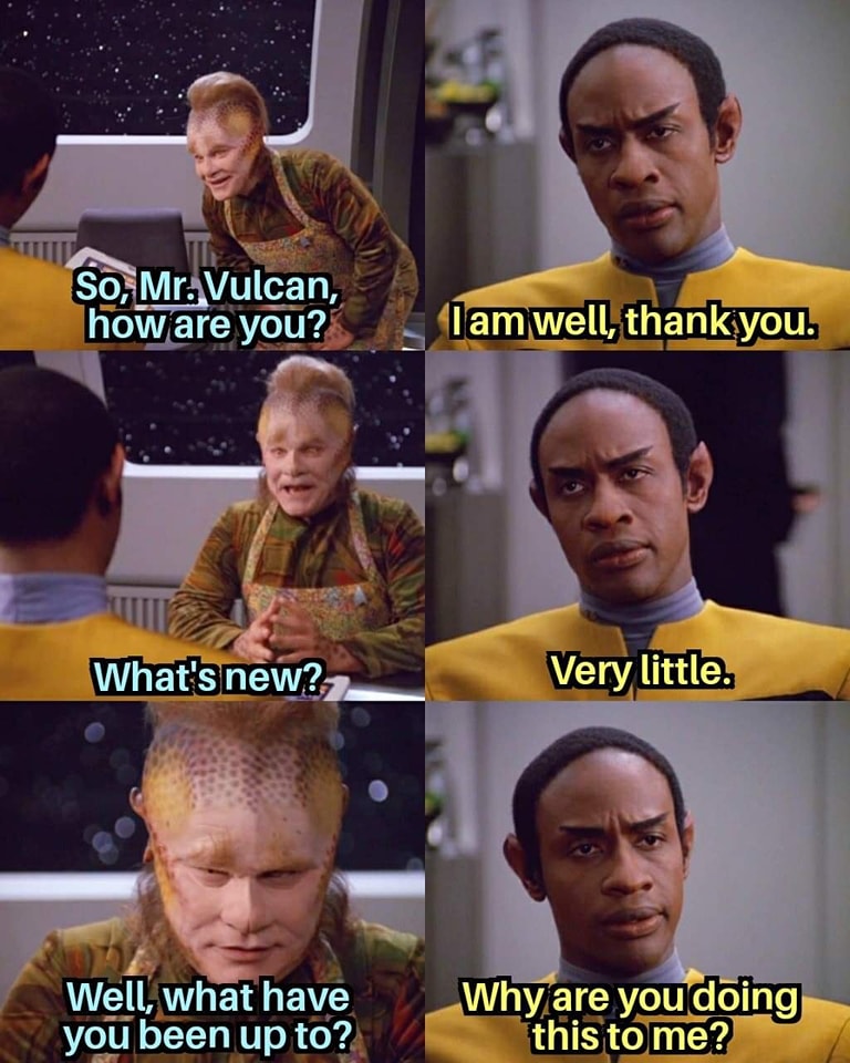 Okay, let's break down this scene from *Star Trek: Deep Space Nine* using the requested theoretical lenses. It's a deceptively complex exchange, highlighting power dynamics and social interaction. **Visual Description...