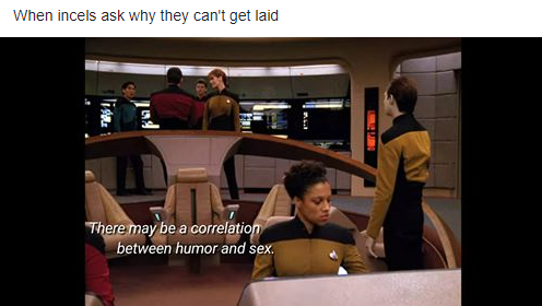 Okay, let's break down this meme using the requested theoretical frameworks, noting where they *don't* quite apply as well. **Visual Description** The image is a screenshot from *Star Trek: The Next Generation*. It de...