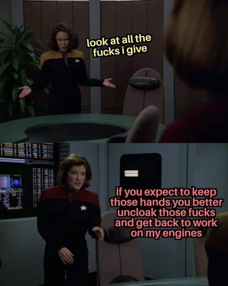 Okay, let's break down this image and its overlaid text through the lenses you've requested. It's a rich image to analyze due to the combination of the original "Star Trek: The Next Generation" setting and the strikin...